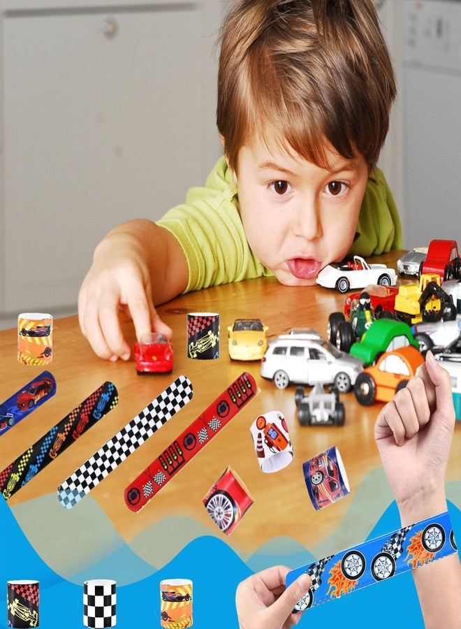 YANMIN 60pcs Hot Race Car Party Favors Kids Bulk Slap Bracelets with Race Cars Theme Goodie Bags Stuffers for Birthday Christmas Halloween Party, Treasure Box Toys for Classroom Prizes - Image 2